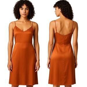 WILFRED Rust Orange Cupro Slip Dress Size 2